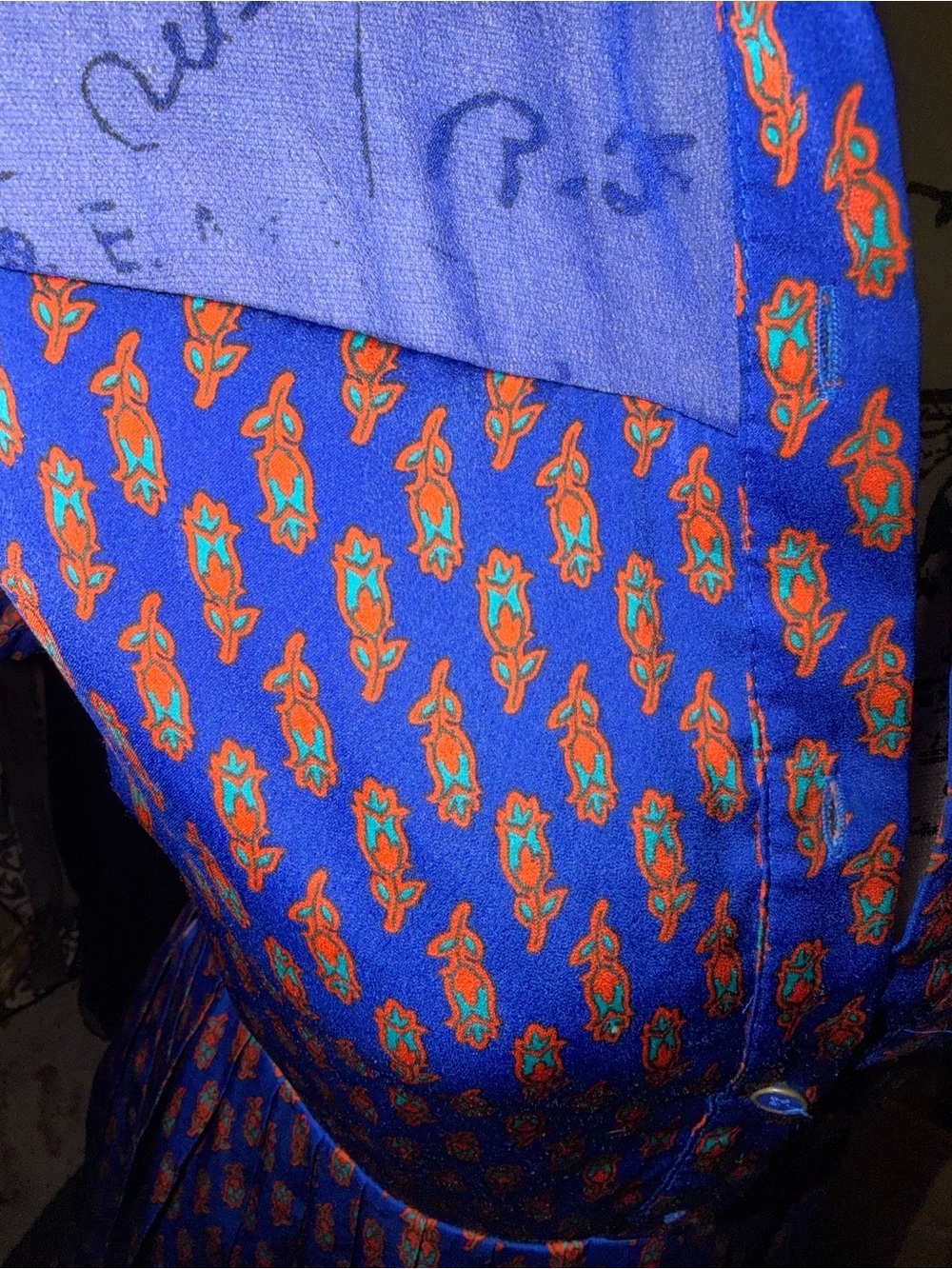 Blue Mini Dress with Orange Motif - Picture 5 of 5